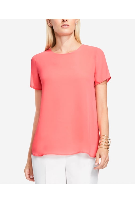 High Low Chiffon Top Coral Passion 2XS