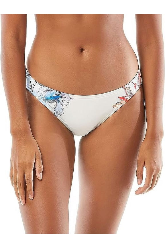 IVORY FLORAL Printed Classic Bikini Swim Bottom, US Medium