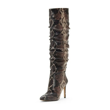 Vince Camuto Kashiana Mauve Multi Snake Fashion Stiletto Slouched Knee Boots (Mauve Multi Snake, 5)