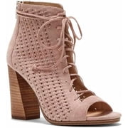 Vince Camuto Kevina Lace-Up Open Toe Bootie 8.5, Rose Quartz