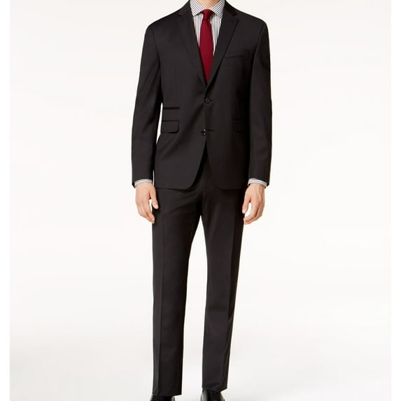 Vince Camuto Mens Coolmax Slim Fit Two Button Blazer Jacket, Black, 40 Regular