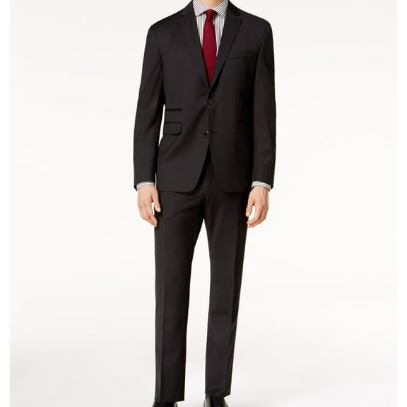 Vince Camuto Mens Coolmax Slim Fit Two Button Blazer Jacket, Black, 40 Regular