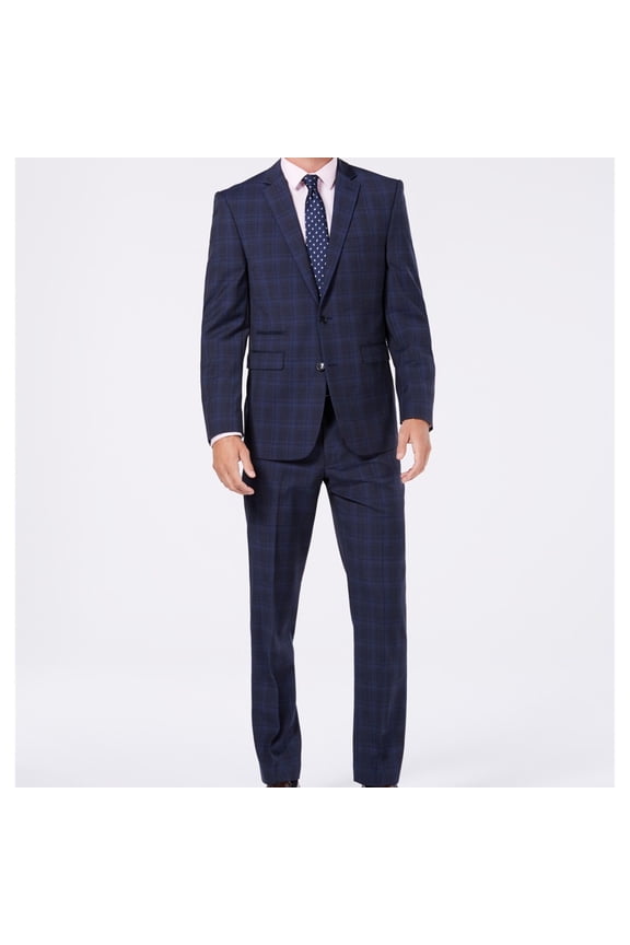 Mens Plaid Casual Trouser Pants, Blue, 29W x 30L