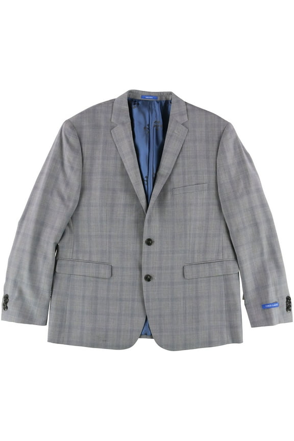 Mens Shadow Windowpane Two Button Blazer Jacket, Grey, 36 Short