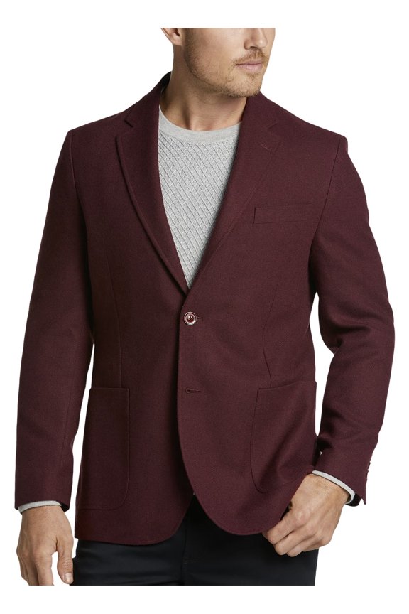 Mens Slim Fit Twill Notch Lapel Sport Coat 42 Short Wine - NWT $295