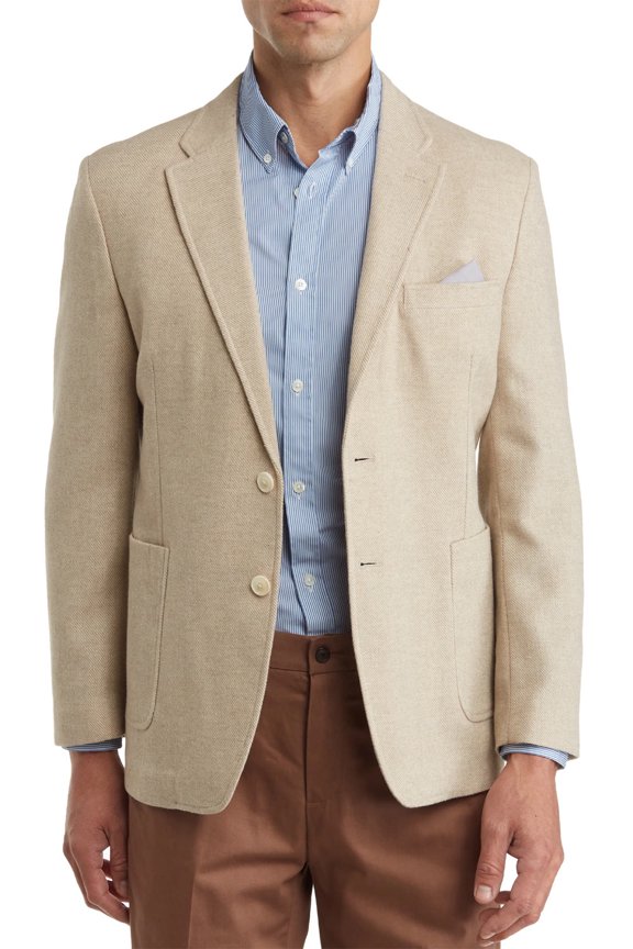 Mens Slim Fit Twill Notch Lapel Sport Coat 46 Long Oatmeal - NWT