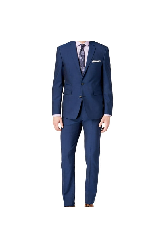 Mens Slim Fit Two Button Blazer Jacket, Blue, 38 Regular