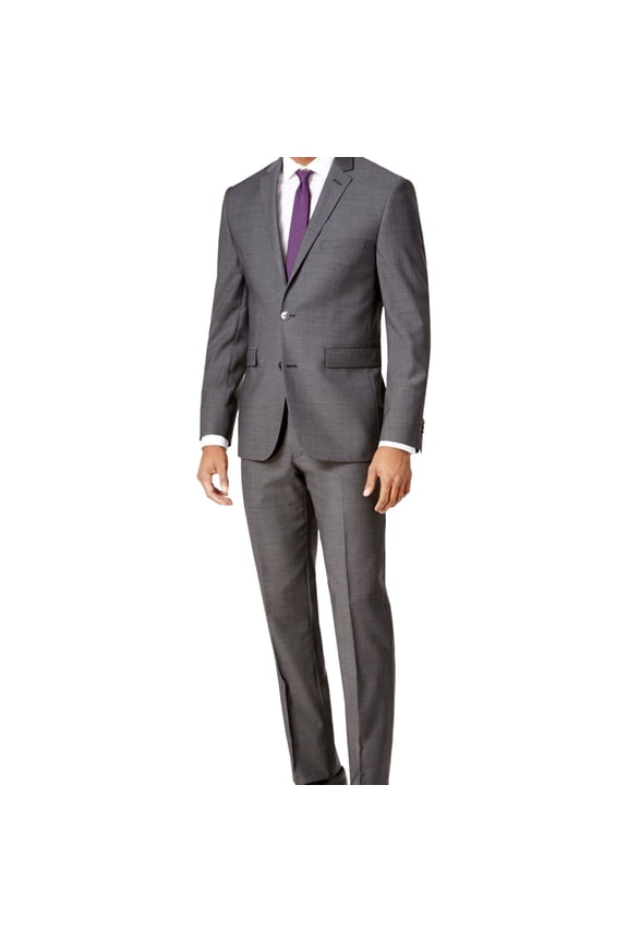 Mens Slim-Fit Two Button Blazer Jacket, Grey, 38 Short