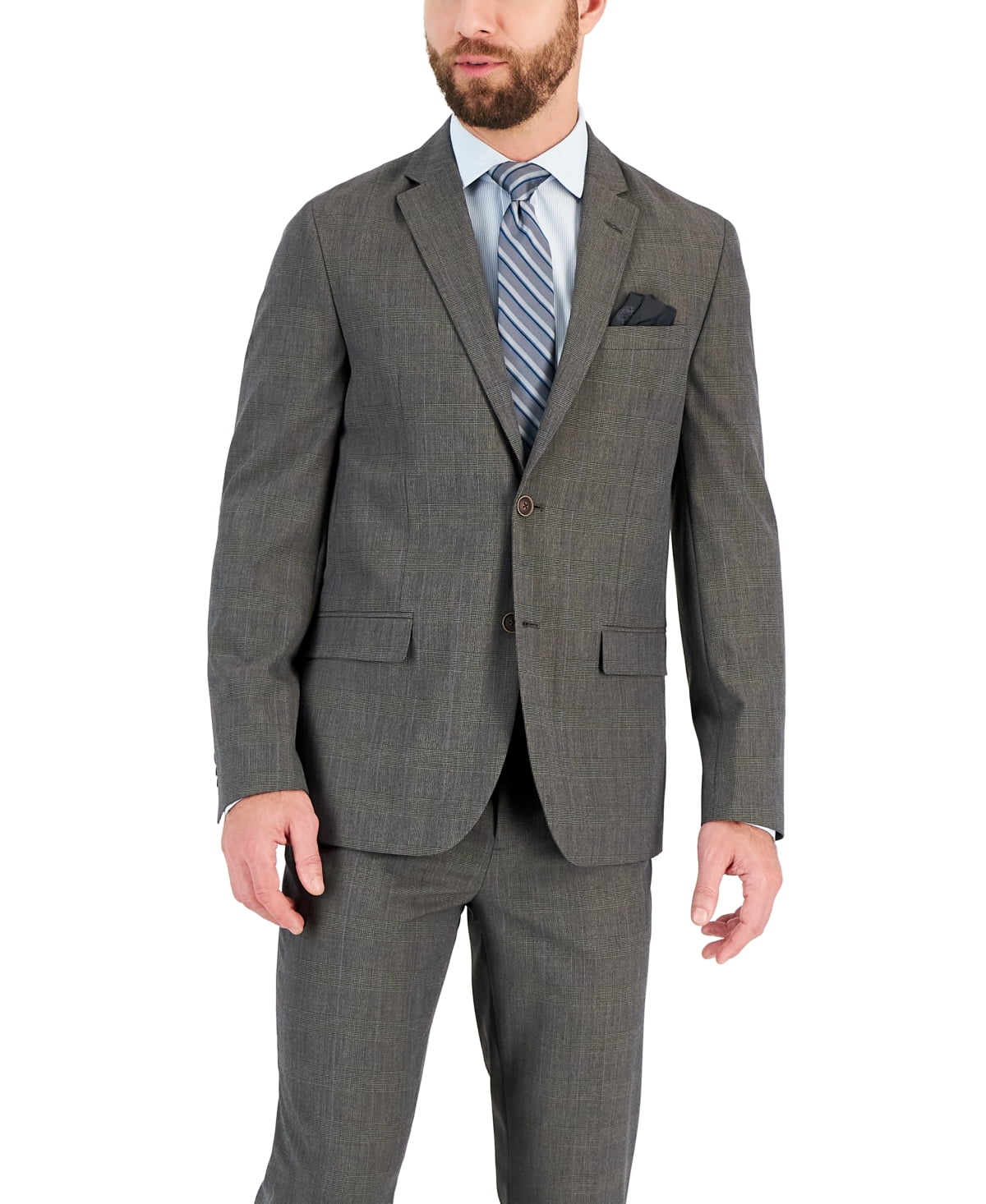 Vince Camuto Mens Slim fit Suit Jacket Blazer 43 R Grey Plaid Stretch