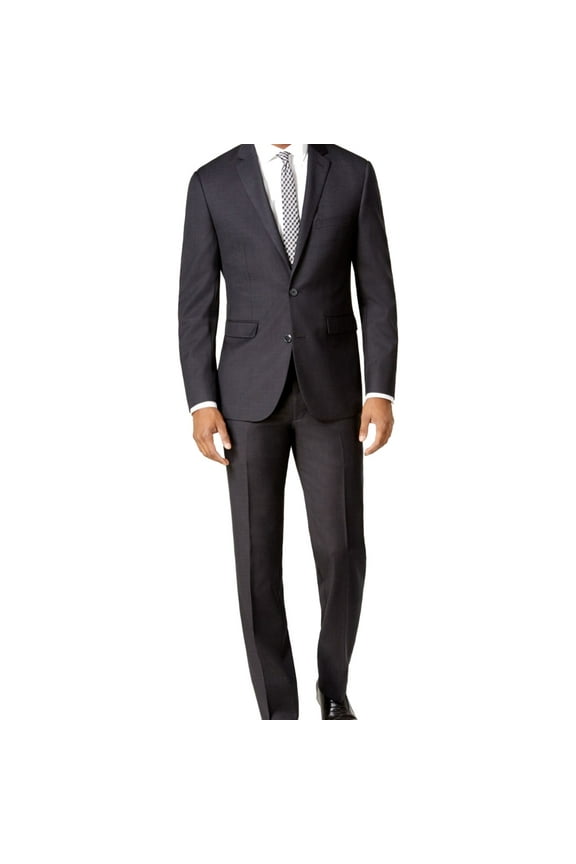 Mens Tonal Grid Two Button Blazer Jacket, Black, 40 Regular