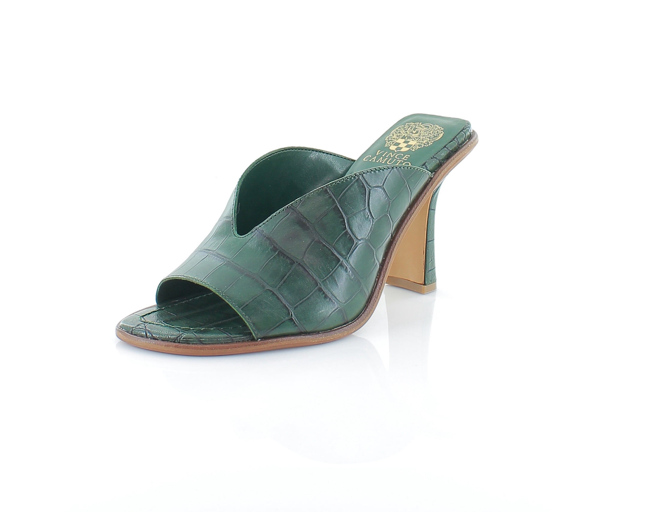 Vince Camuto Women's Mershid Heeled Sandal - Open Square Toe, Croc Embossed Leather