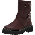 thumbnail image 1 of Vince Camuto Messtia Burgundy Motorcycle Buckle Moto Chain Chunky Platform Boots (Grizzly, 7), 1 of 6