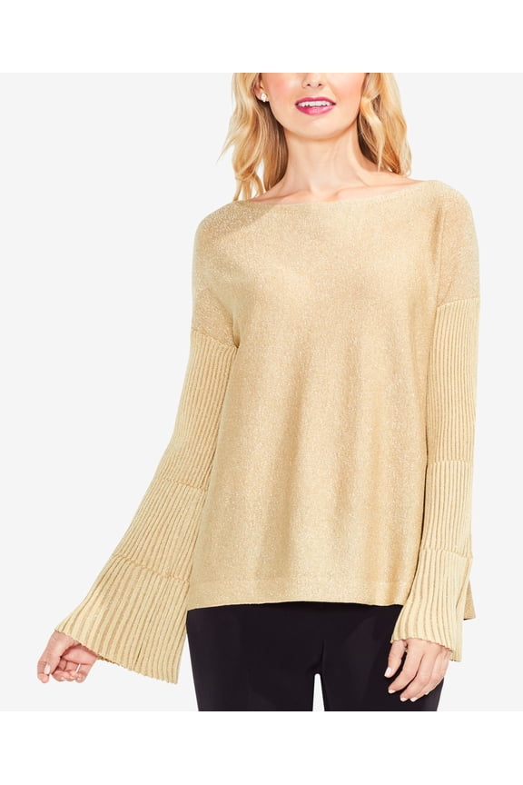 Metallic Bell Sleeve Sweater Bisque 2XS