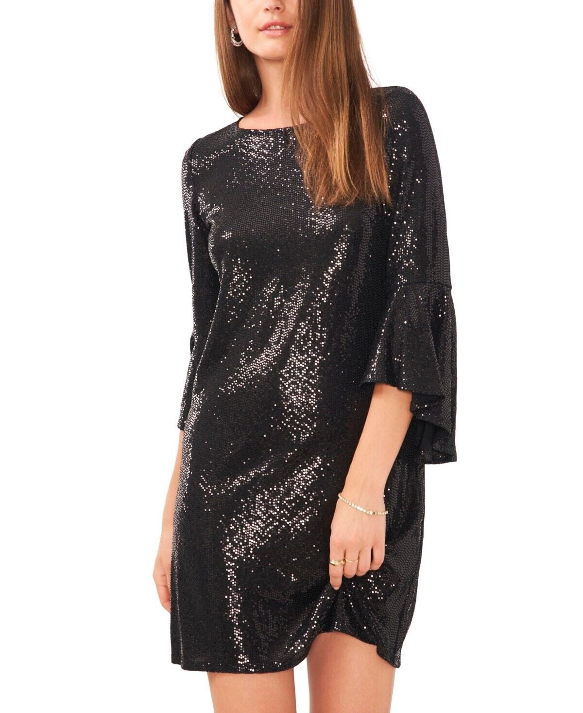 Vince Camuto Metallic Flounced-Sleeve Dress Black Size XS MSRP $99 - Walmart.com Vince Camuto Metallic Flounced-Sleeve Dress Black Size XS MSRP $99 - Walmart.com