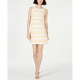 thumbnail image 1 of Vince Camuto Metallic Stripe Brocade Shift Dress Yellow/White 16, 1 of 1