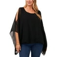 thumbnail image 1 of Vince Camuto Plus Size Cold Shoulder Kimono Sleeve Top Rich Black 2X, 1 of 1