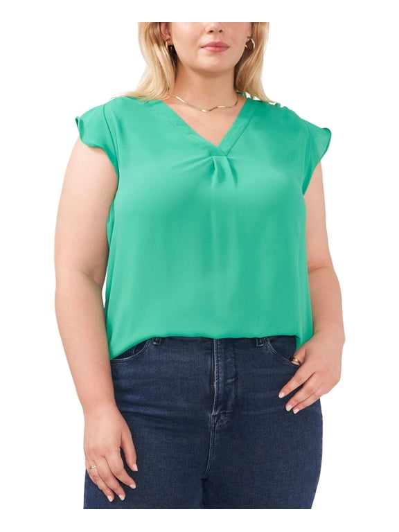 Plus Size Flutter Sleeve Top Field Green 1X