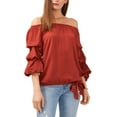 thumbnail image 1 of Vince Camuto Plus Size Off Shoulder Bubble Sleeve Top Rust 1X, 1 of 3