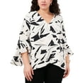 thumbnail image 1 of Vince Camuto Plus Size Printed 3/4 Sleeve Tunic New Ivory 1X, 1 of 1