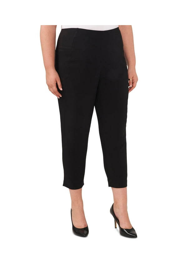 Plus Size Side-Panel Trouser Pants - Rich Black Size 24W
