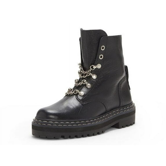 Vince Camuto Popinta Black Soft Goat Side Zipper Rounded Toe Chain Detailed Boot (Black Soft Goat, 10)