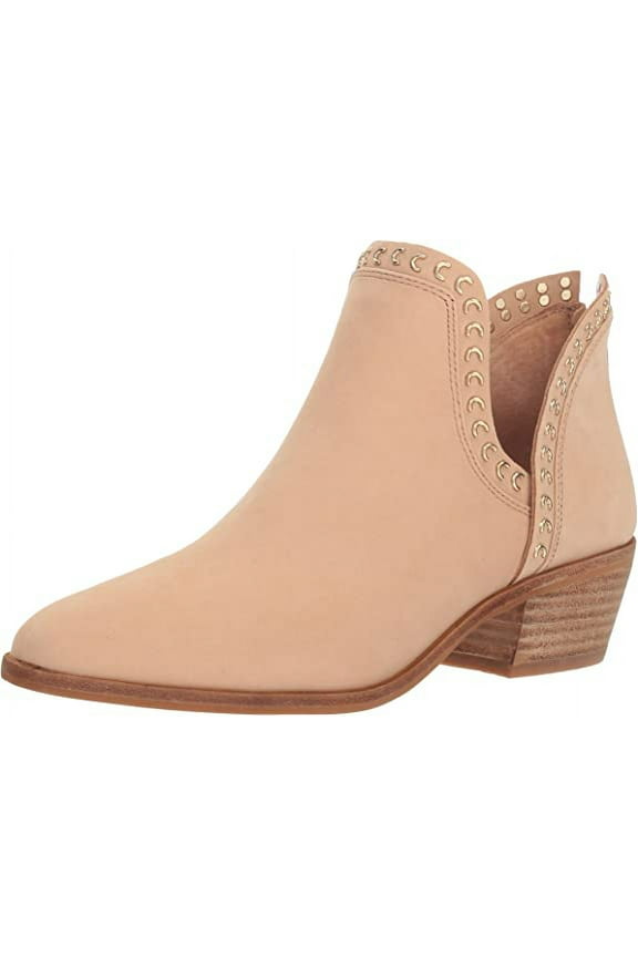 Prafinta Morocco Nude Leather Zipper Low Heel Cut Out Ankle Booties (Morocco Nude, 5)