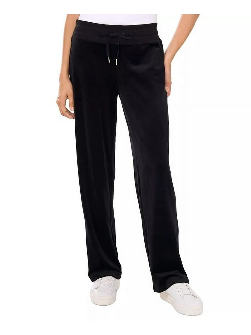 Vince Camuto RICH BLACK Women's Velour Drawstring Straight-Leg