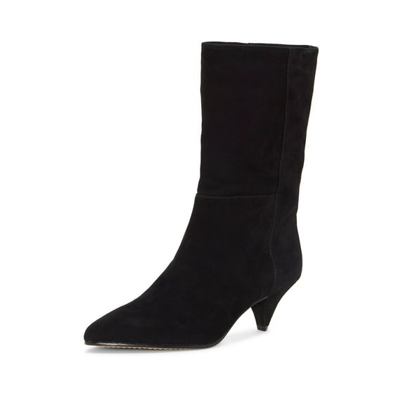 Vince Camuto Rastel Black Suede Kitten Heel Pointed-Toe Silhouette Boots (BLACK, 9)
