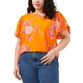 thumbnail image 1 of Vince Camuto Rio Gardens Flutter Sleeve Blouse Sunset Orange 2X, 1 of 1
