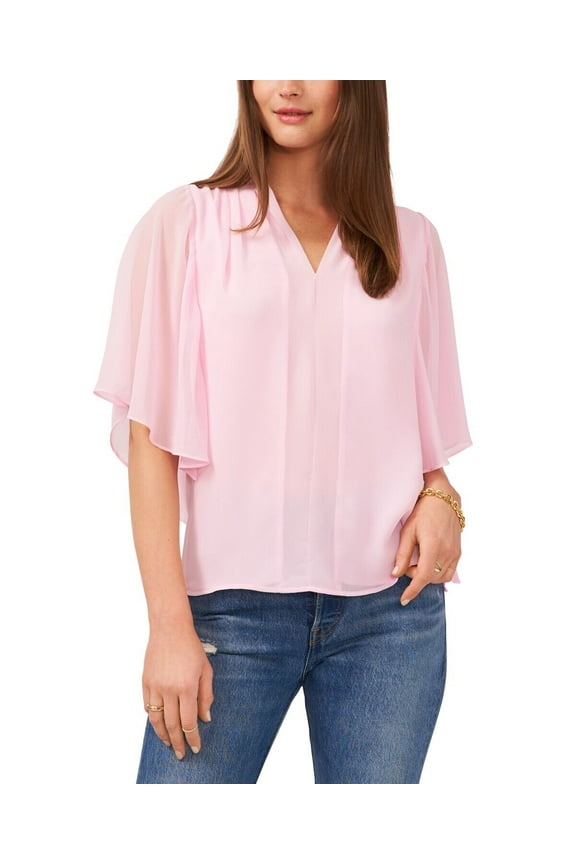 Ruffled-Sleeve Top Blouse Pink Size XXS MSRP $79