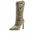 thumbnail image 1 of Vince Camuto  Senimda Multi Snake Print Leather Pointed Toe Snake Mid Calf Boots (Multi Snake, 5), 1 of 5
