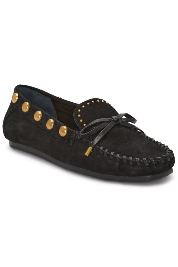 Sennett Moccasins Womens US 7M Black Suede Studded Slip On Flats