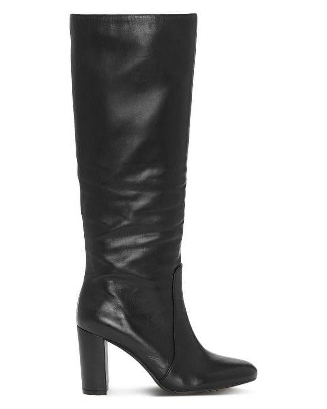Vince Camuto Sessily Black Leather Block Heel Knee High Round Toe ...