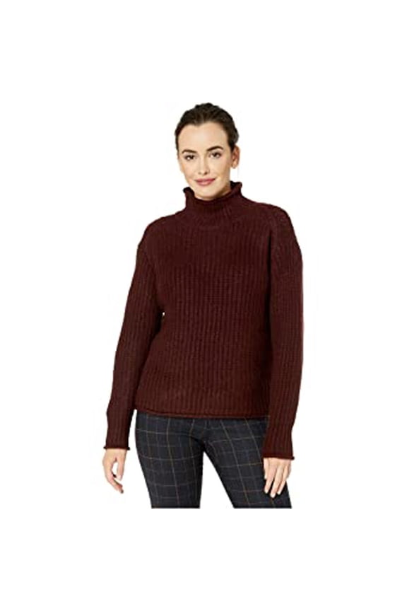 Specialty Long Sleeve Ribbed Turtleneck Sweater, Port, PM