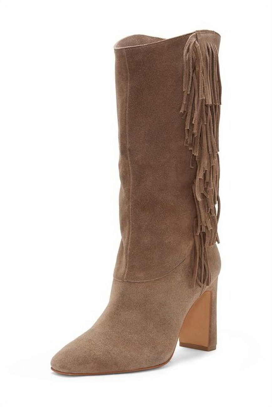 Vince Camuto Sterla Tuscan Taupe Fashion Fringe Mid Calf Block