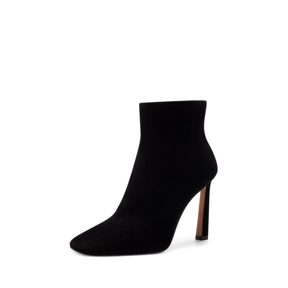 Vince Camuto Taileen Black Square Toe Covered Stiletto Heeled Ankle Dress Bootie (Black, 7.5)