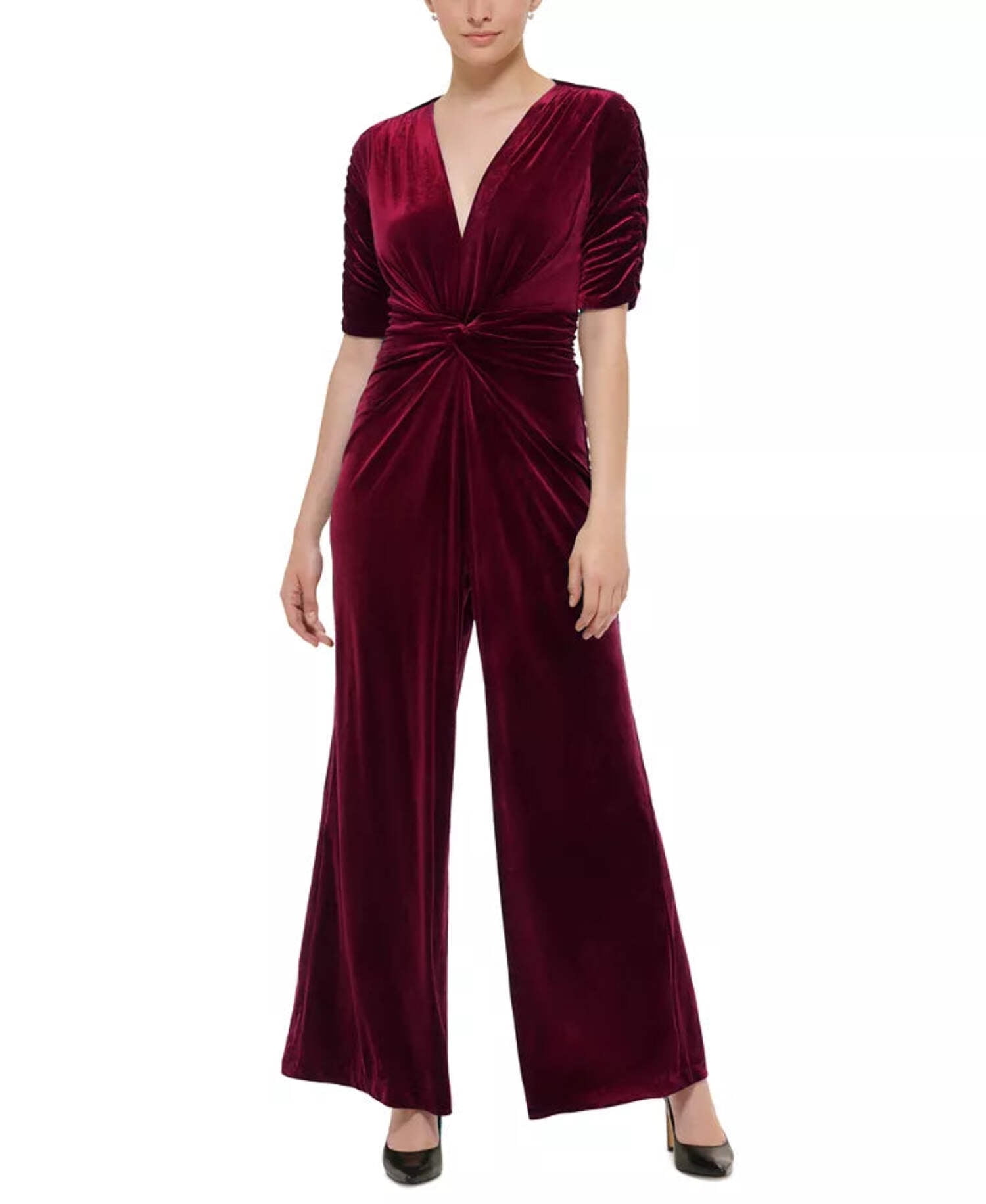 Vince Camuto Velvet Twist-Front Jumpsuit - Walmart.com