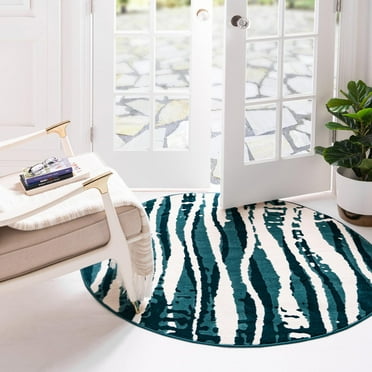 Vince Camuto Vince Camuto Collection Area Rug - Roma (4' Round Teal/Ivory)