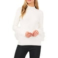 thumbnail image 1 of Vince Camuto White Tulle & Ruffle Mock Neck Sweater, 1 of 4