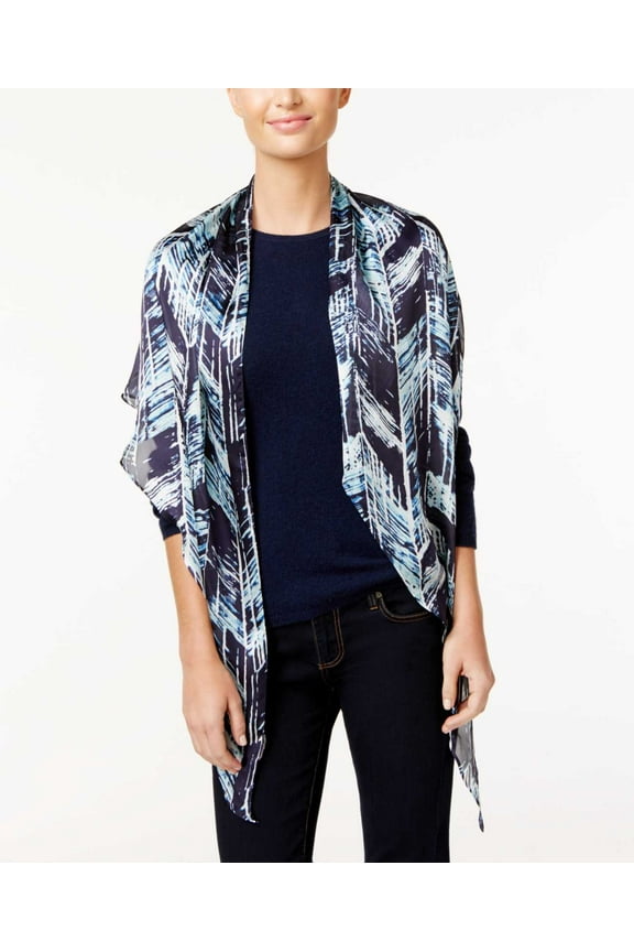 Womens 72-in Herringbone Textures Oblong Scarf, Evening Blue