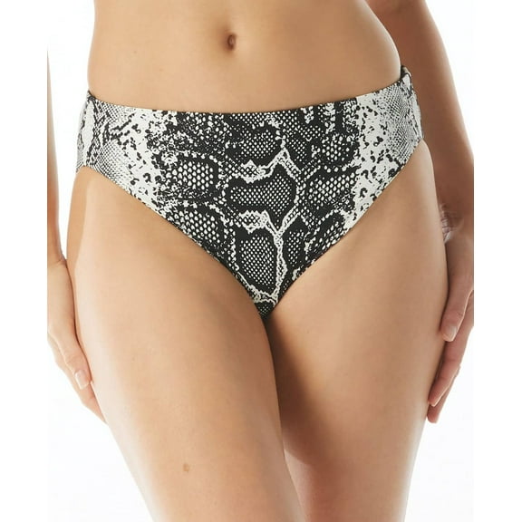 Vince Camuto Women's Black Snakeskin Print Reversible High-Leg Bikini Bottoms
