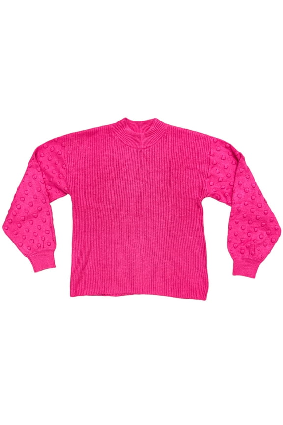 Women's Bobble Stitch Sleeve Pullover Sweater (Aurora Pink, S)