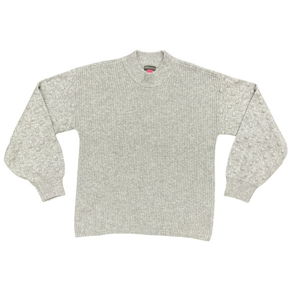 Vince Camuto Women's Bobble Stitch Sleeve Pullover Sweater (Light Heather Grey, XXL)