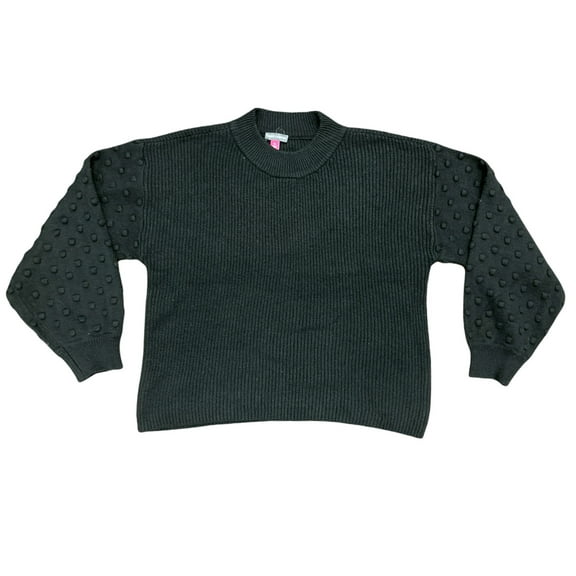 Vince Camuto Women's Bobble Stitch Sleeve Pullover Sweater (Rich Black, S)