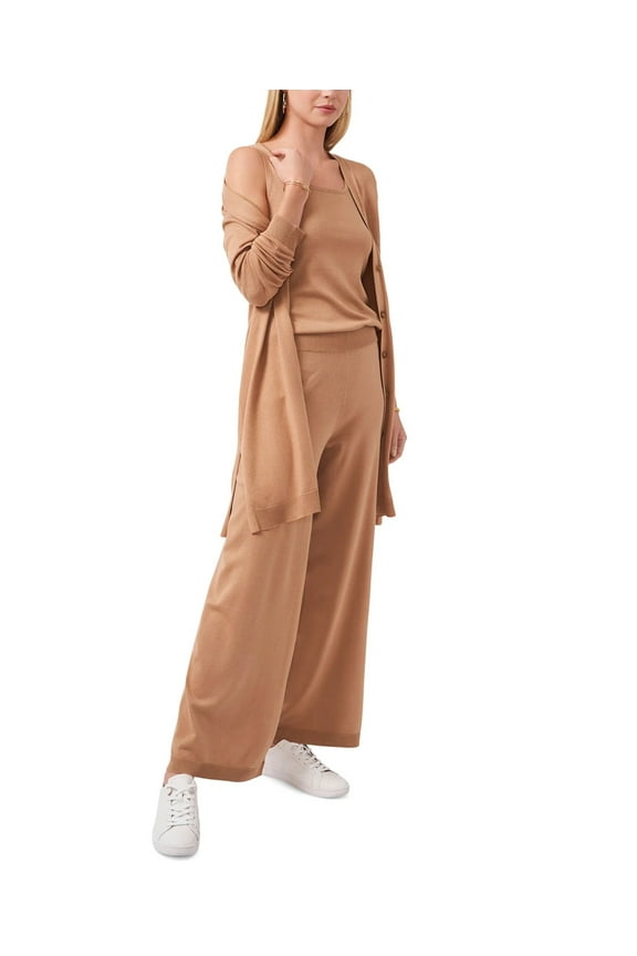 Women's Brown Long Vented-Hem Cardigan