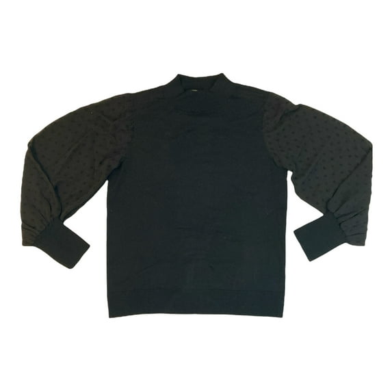 Vince Camuto Women's Clip Dot Sleeve Pullover Fashion Sweater (Rich Black, L)