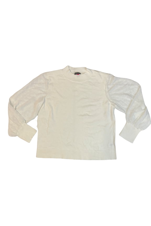 Women's Clip Dot Sleeve Sweater Antique White, Size Medium