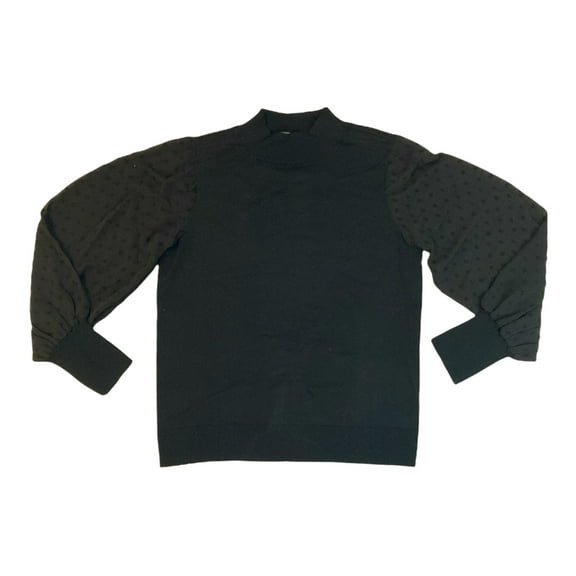 Vince Camuto Women's Clip Dot Sleeve Sweater Rich Black, Size Medium