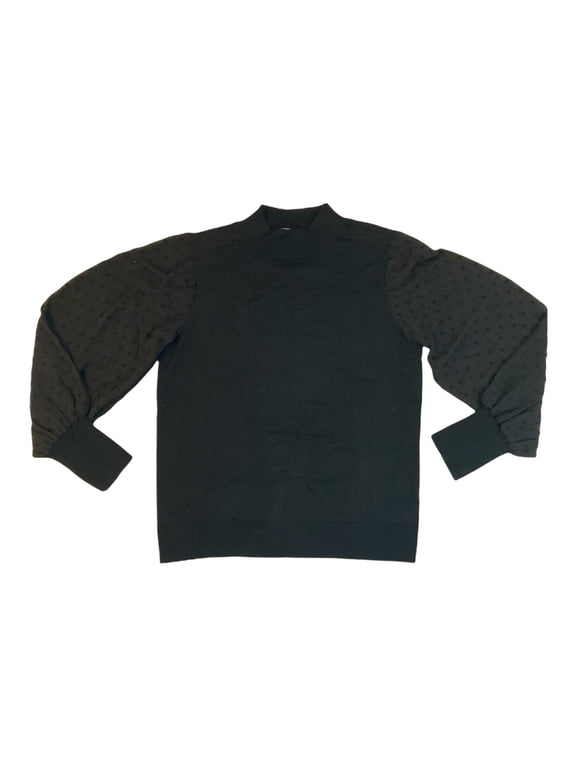 Women's Clip Dot Sleeve Sweater Rich Black, Size Medium