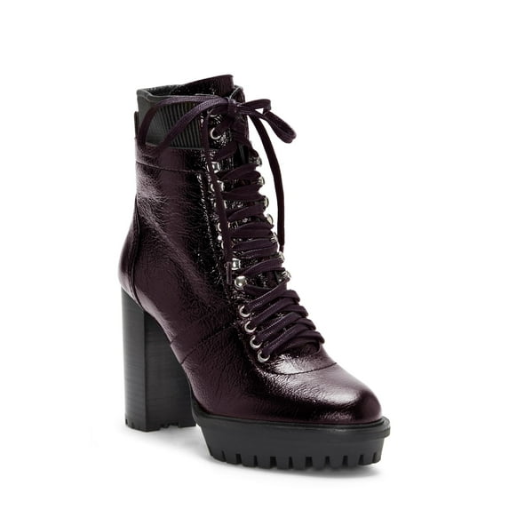 Vince Camuto Women's Ermania Combat Block Heel Platform Boots WARM DARK RED/BLA (11, DARK RED/BLA)